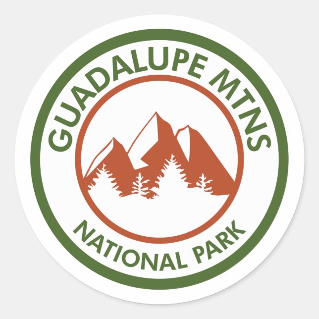 Pegatina Redonda Parque nacional de las Montañas Guadalupe (Anverso)