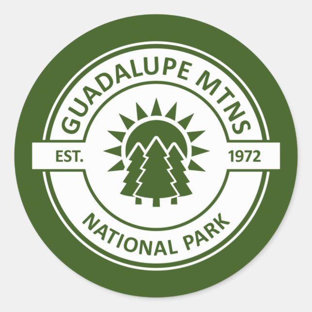 Pegatina Redonda Parque nacional de las Montañas Guadalupe (Anverso)