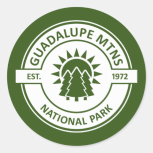 Pegatina Redonda Parque nacional de las Montañas Guadalupe
