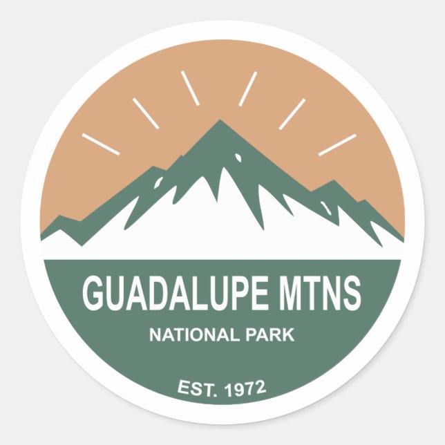 Pegatina Redonda Parque nacional de las Montañas Guadalupe (Anverso)