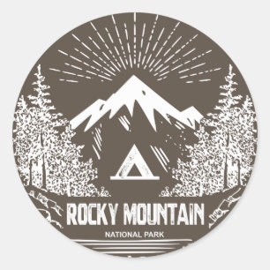 Pegatina Redonda Parque nacional de las Montañas Rocosas