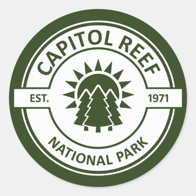 Pegatina Redonda Parque nacional de los arrecifes del Capitolio (Anverso)