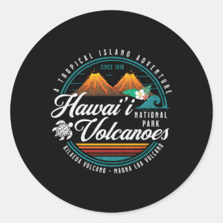 Pegatina Redonda Parque nacional de los Volcanes de Hawái Kilauea M
