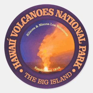 Pegatina Redonda Parque nacional de los volcanes de Hawaii