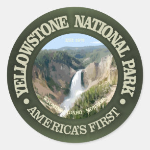 Pegatina Redonda Parque nacional de Yellowstone (caídas)