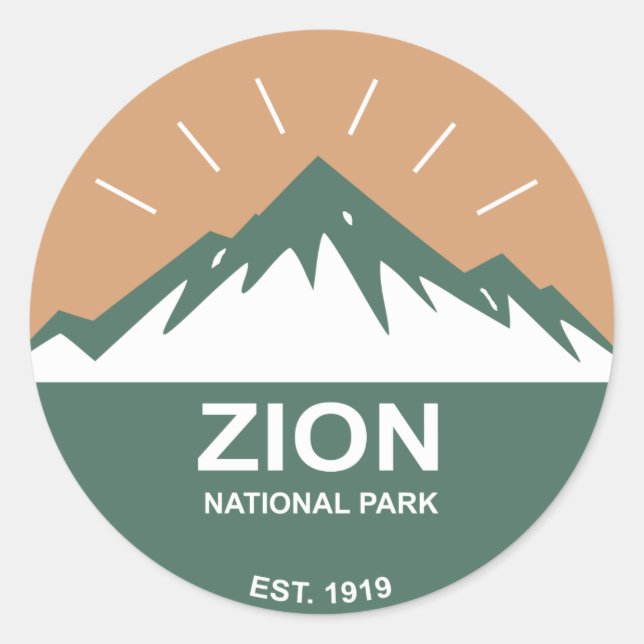 Pegatina Redonda Parque nacional de Zion (Anverso)