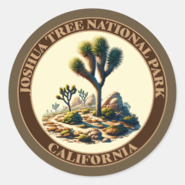 Pegatina Redonda Parque Nacional del Árbol Joshua, California
