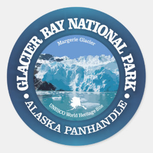 Pegatina Redonda Parque nacional del Glacier Bay (color)