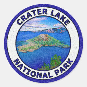 Pegatina Redonda Parque nacional del lago crater