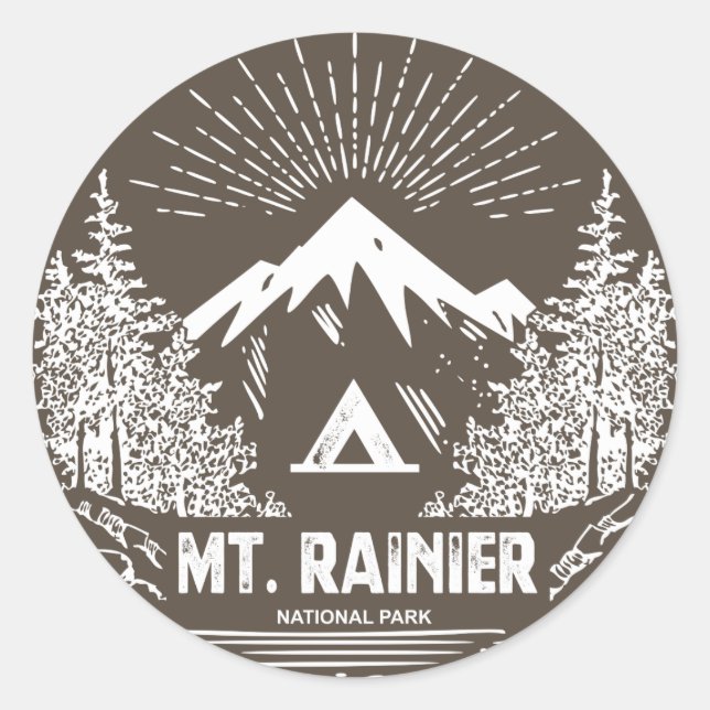 Pegatina Redonda Parque nacional del Monte Rainier (Anverso)