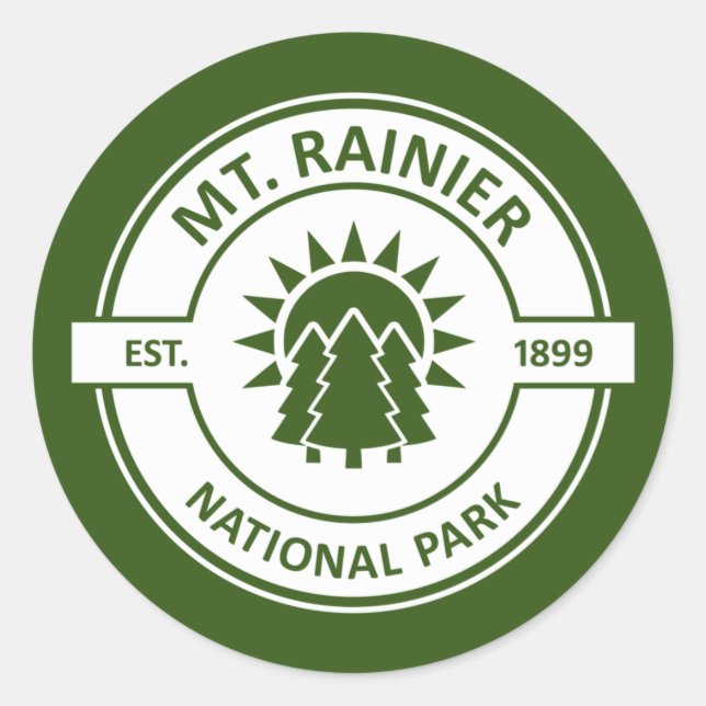 Pegatina Redonda Parque nacional del Monte Rainier (Anverso)