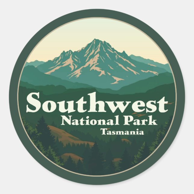 Pegatina Redonda Parque nacional del Suroeste de Tasmania (Anverso)