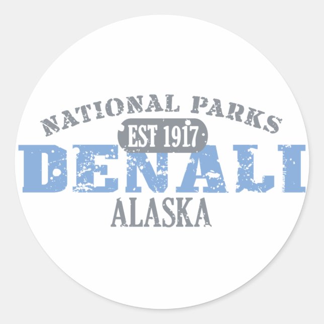 Pegatina Redonda Parque nacional Denali (Anverso)