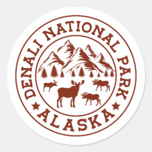 Pegatina Redonda Parque nacional Denali Alaska Family Trip 2024
