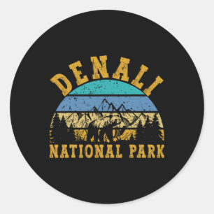 Pegatina Redonda Parque Nacional Denali Alaska Montaña Naturaleza O