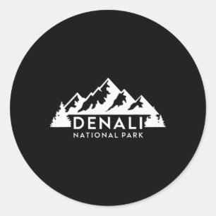 Pegatina Redonda Parque Nacional Denali Alaska Recuerdo Campamento 