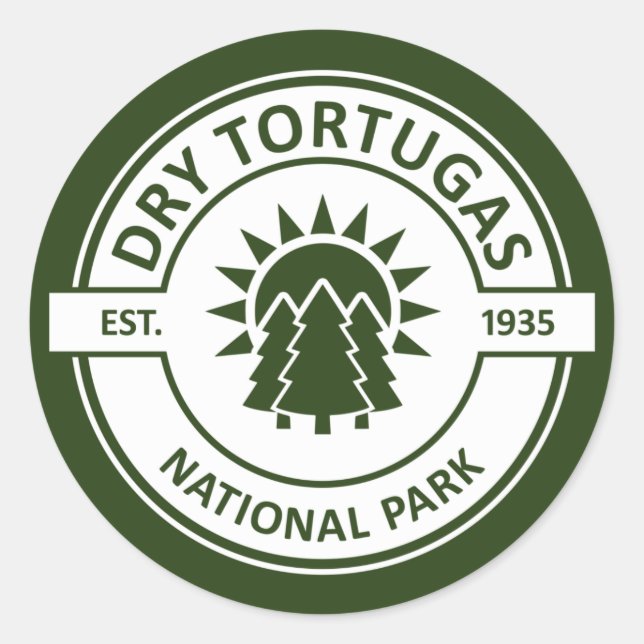 Pegatina Redonda Parque nacional Dry Tortugas (Anverso)