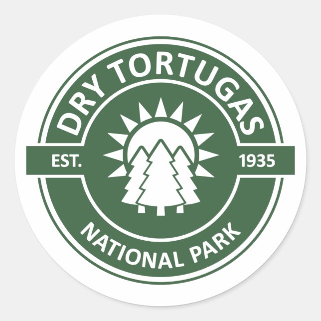 Pegatina Redonda Parque nacional Dry Tortugas (Anverso)