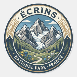 Pegatina Redonda Parque Nacional Écrins Francia