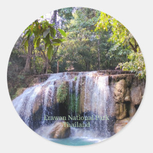 Pegatina Redonda Parque Nacional Erawan, Tailandia,