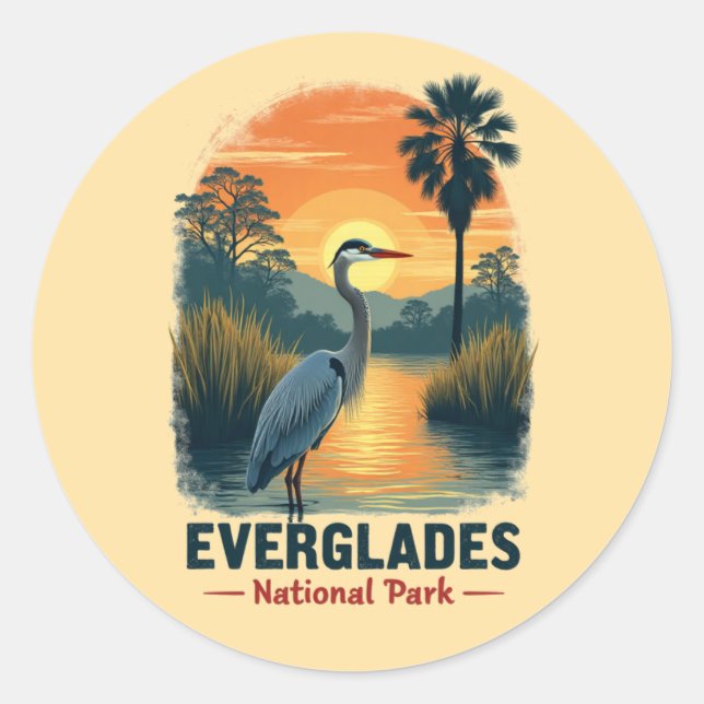 Pegatina Redonda Parque nacional Everglades (Anverso)