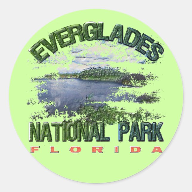 Pegatina Redonda Parque Nacional Everglades, Florida (Anverso)