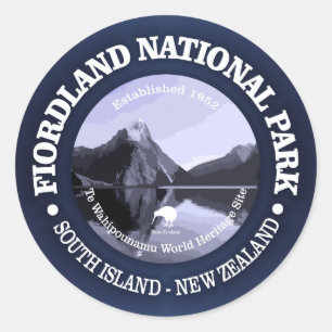 Pegatina Redonda Parque nacional Fiordland