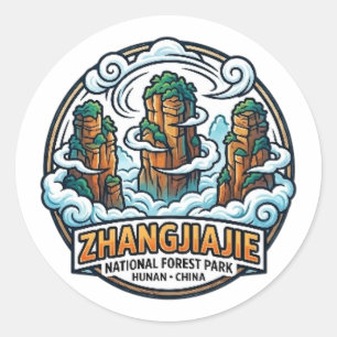 PEGATINA REDONDA PARQUE NACIONAL FORESTAL DE ZHANGJIAJIE