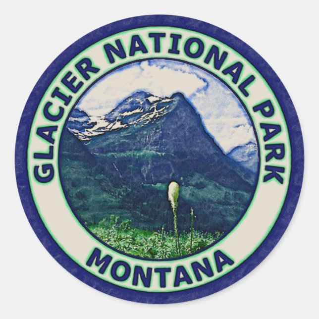 Pegatina Redonda Parque nacional Glaciar (Anverso)