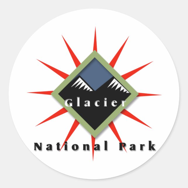 Pegatina Redonda Parque nacional, glaciar (Anverso)