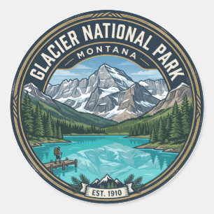 Pegatina Redonda Parque Nacional Glaciar Montana