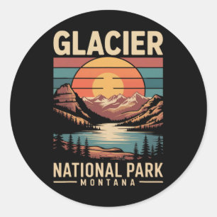 Pegatina Redonda Parque Nacional Glaciar Oso Vintage Montana Sender