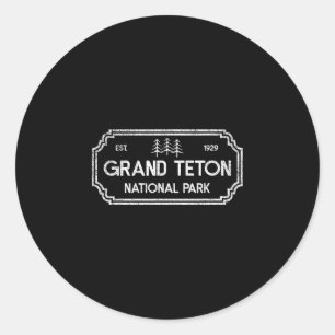 Pegatina Redonda parque nacional grand teton retro caminata al aire