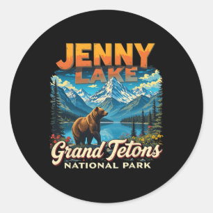 Pegatina Redonda Parque Nacional Grand Tetons viaje vintage en Jenn