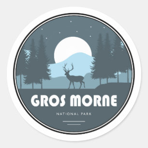 Pegatina Redonda Parque nacional Gros Morne Deer
