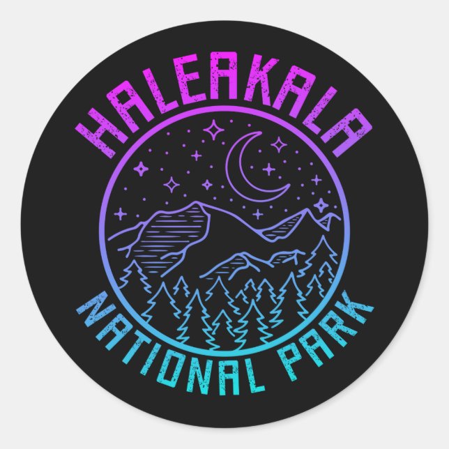 Pegatina Redonda Parque nacional Haleakala Gradiente Hawaii USA (Anverso)