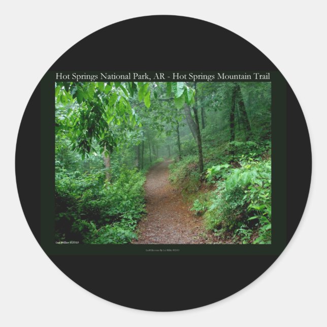 Pegatina Redonda Parque nacional Hot Springs, AR Fading Fog Gifts (Anverso)
