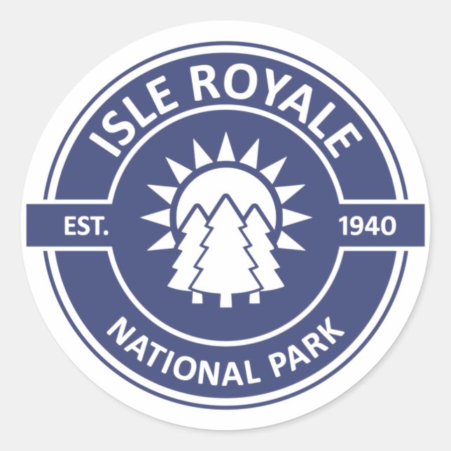 Pegatina Redonda Parque nacional Isle Royale (Anverso)