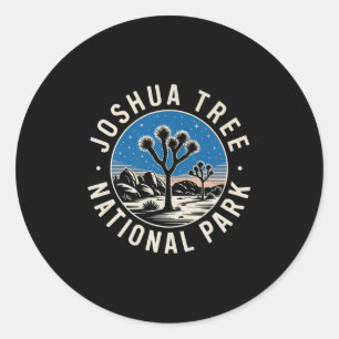 Pegatina Redonda Parque Nacional Joshua Tree Retro Senderismo Us Na