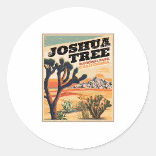 Pegatina Redonda Parque nacional Joshua Tree Vintage al aire libre