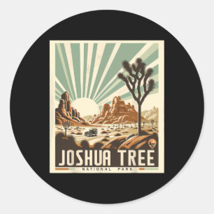 Pegatina Redonda Parque Nacional Joshua Tree Vintage Camping Sender