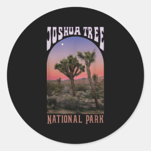 Pegatina Redonda Parque Nacional Joshua Tree, Vintage Hiki Californ