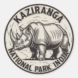 Pegatina Redonda Parque nacional Kaziranga Transporte Assam India