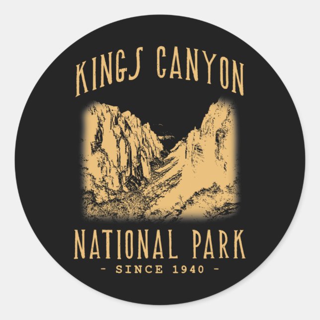 Pegatina Redonda Parque Nacional Kings Canyon (Anverso)
