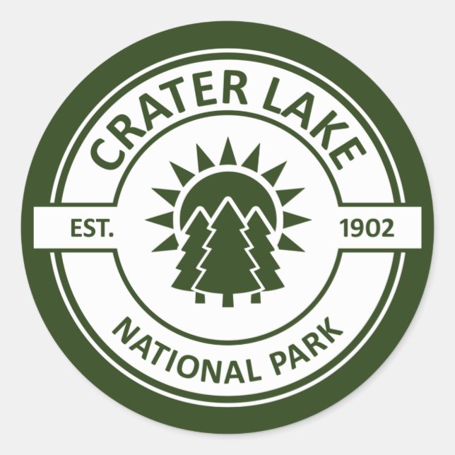 Pegatina Redonda Parque nacional Lago Crater (Anverso)