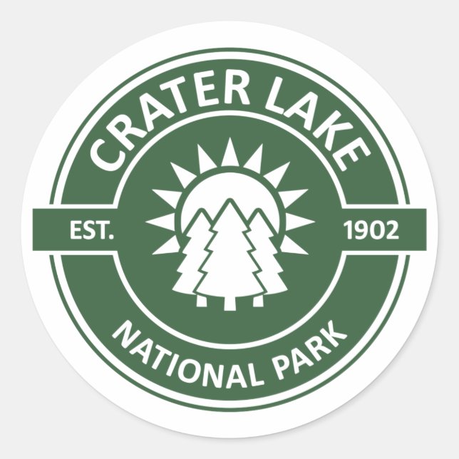 Pegatina Redonda Parque nacional Lago Crater (Anverso)