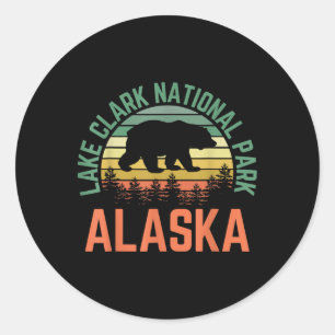 Pegatina Redonda Parque Nacional Lake Clark Alaska Oso Senderismo N