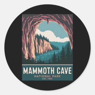 Pegatina Redonda Parque Nacional Mammoth Cave Camping Vintage Sende