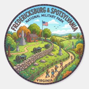 Pegatina Redonda Parque Nacional Militar Fredericksburg & Spotsylva
