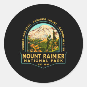 Pegatina Redonda Parque nacional Monte Rainier